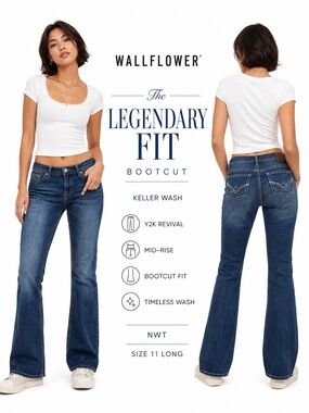 Wallflower The Legendary Fit Bootcut Jeans Keller Wash Size 11 Long NWT